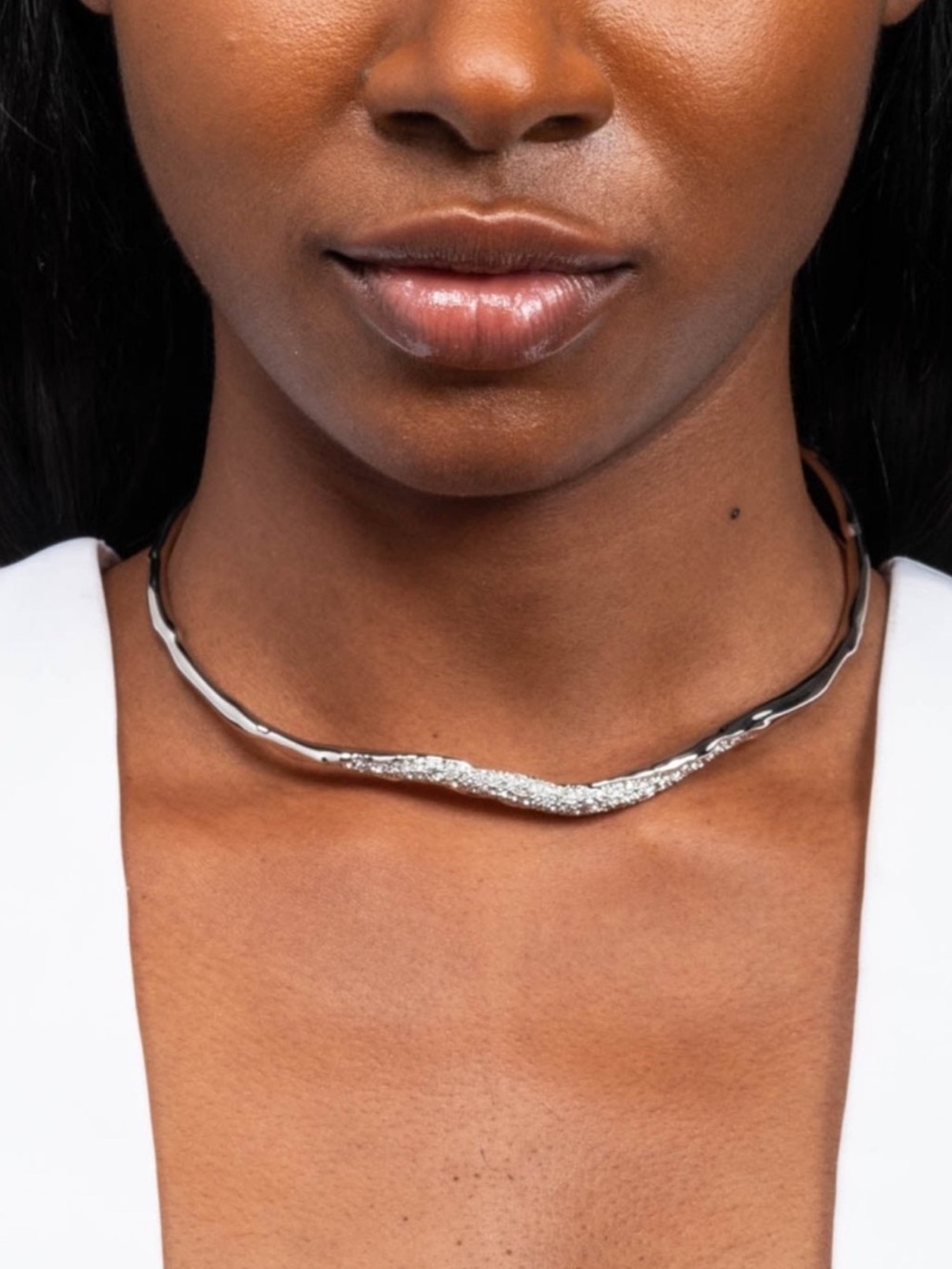 Alexis Bittar Solanales Silver Crystal Skinny Collar - Picture 2 of 7